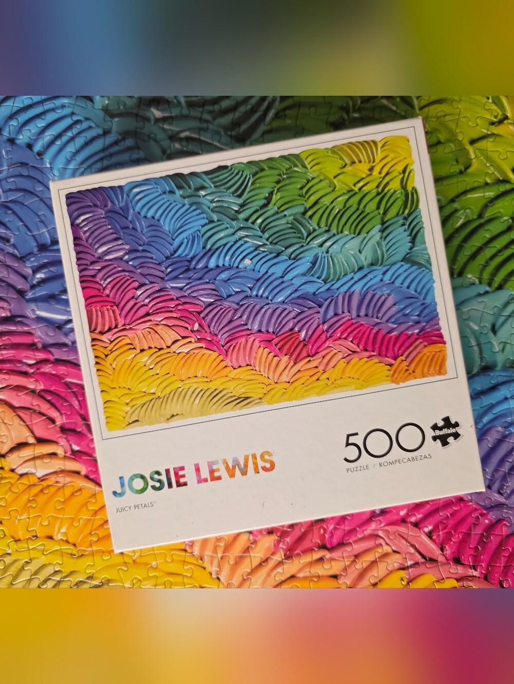 Josie Lewis 'Juicy Petals' 500-Piece Colorful Rainbow Puzzle